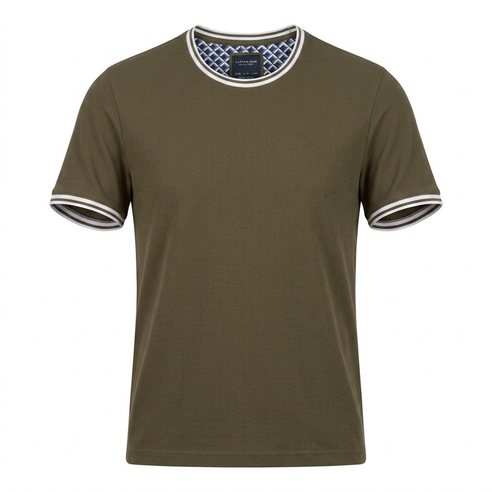 Cactus Man Ricky Singh Mens Olive Green Tipped Textured T-Shirt Size M 40